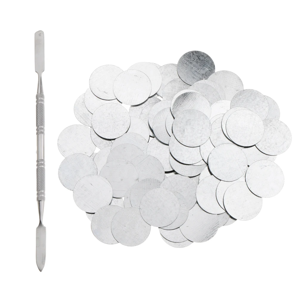 100Pcs 25mm Metal Stickers for Magnetic Palette Empty Eyeshadow Blusher Makeup Palette + Depotting Spatula