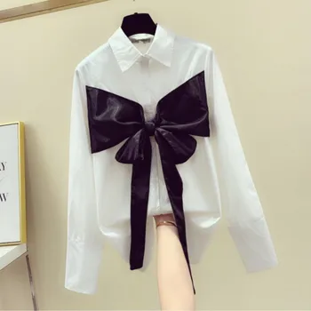 

2020 Spring New Korean-Style Knitted Shirt Women's Slim-Fit Off-Shoulder Lapel Long Sleeve Women's Blouses Knitwear Blouse Tops