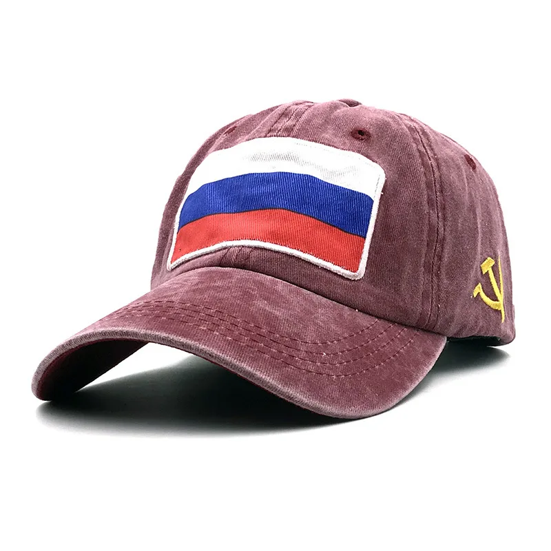 Флаг России стандартная вымытая винтажная кепка мужская и женская изогнутая бейсболка с вышивкой Повседневная патриотическая Кепка