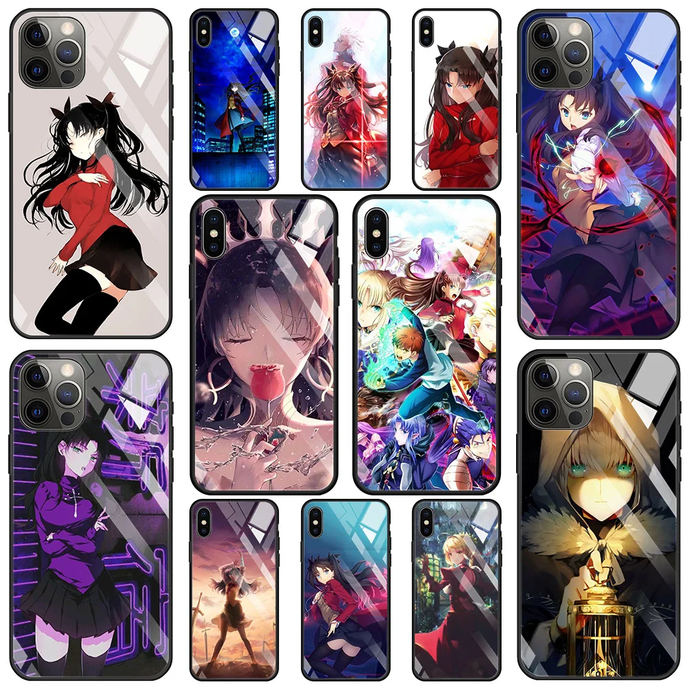 Чехол из закаленного стекла Fate Zero Tohsaka Rin для iPhone 13 12 11 Pro Max 12Mini X XR XS 8 7 6s Plus SE 2020