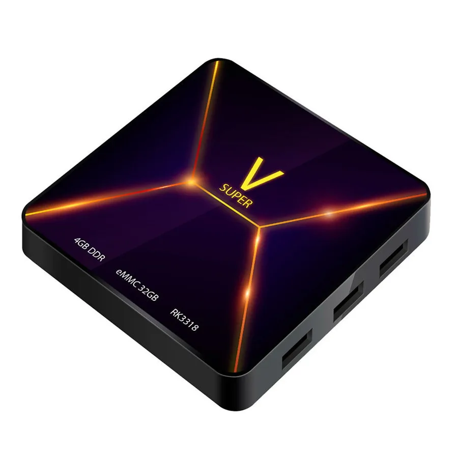 Android 9 Tv Box 4k Super V 4GB 32GB Android 9,0 Rockchip 3318 четырехъядерный BT4.0 USB3.0 2,4G/5G двойной wifi 3D телеприставка