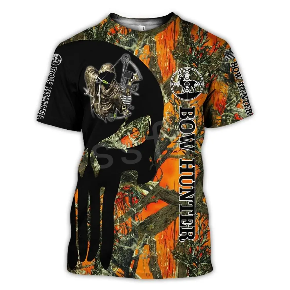 

Animal Bow Deer Hunter Hunting Camo Harajuku 3D Printed t shirts Summer Short Sleeve Streetwear T-shirts women men drop shipping