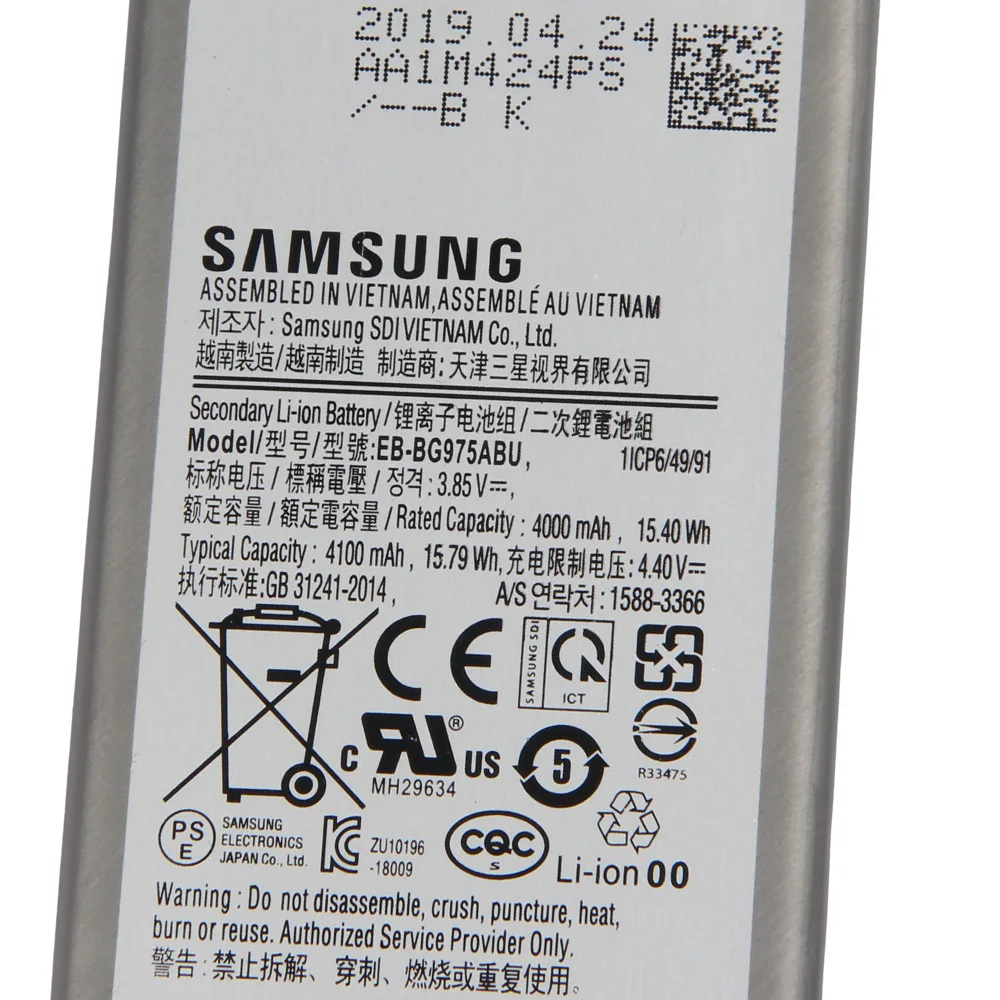 Оригинальная Аккумуляторная батарея для Samsung Galaxy S10 Plus + стандартная телефона 4100