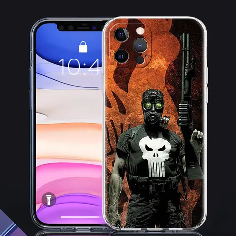Phone Case For iPhone 11 13 12 Pro Max Casing 7 8 XR XS X 6 6S Plus SE Shell Soft Transparent Cover Marvel The Punisher
