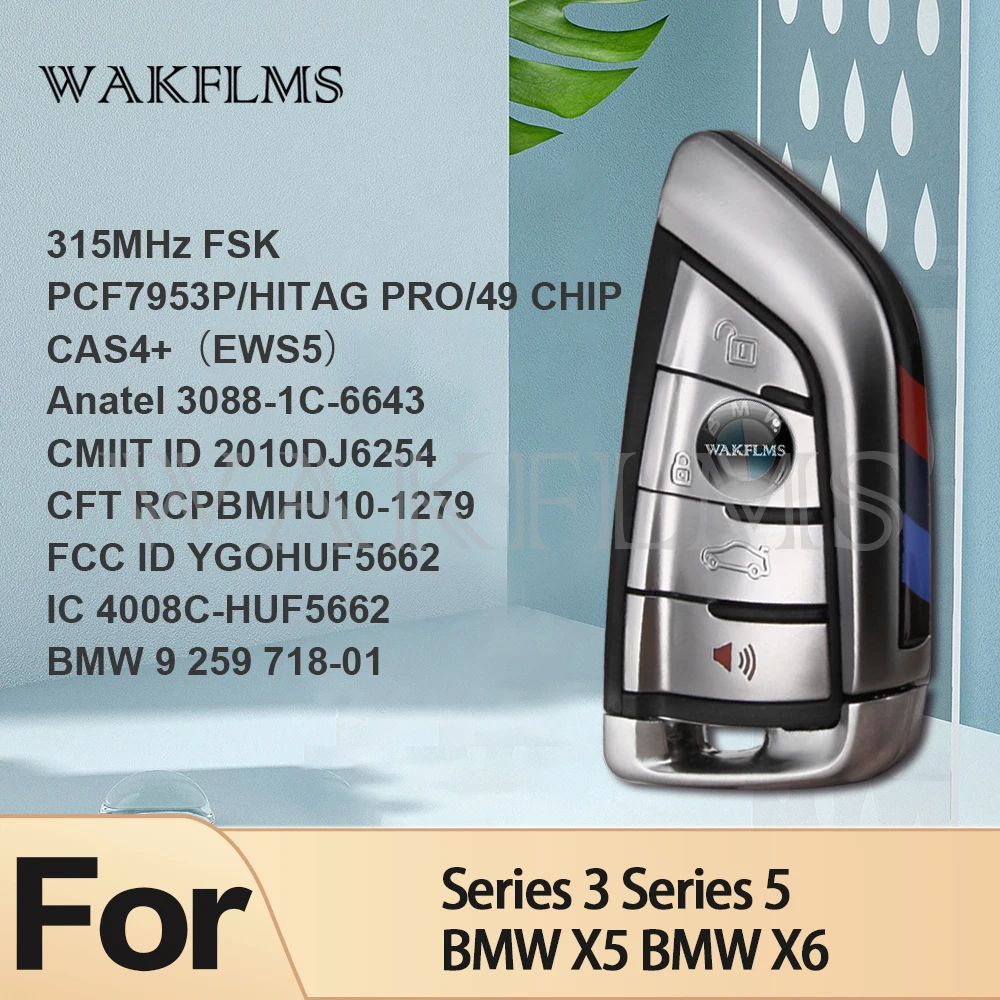 4btn Smart Key Remote Fob For BMW F Series FEM BDC/7 Series CAS4 CAS4+ 730 740 750/5 Series 520 525 530 535 PCF7953P 315MHz FSK