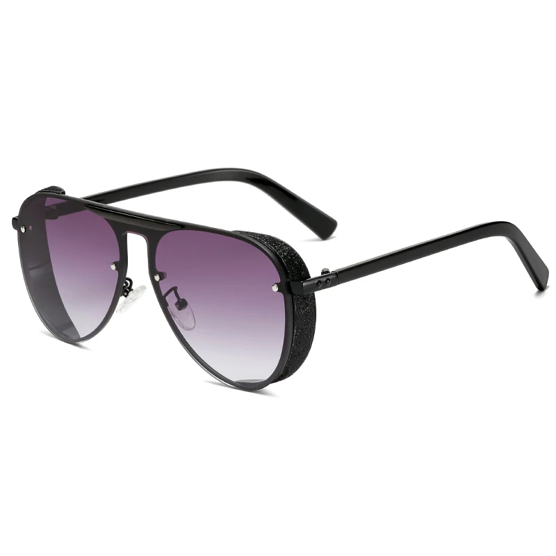 Роскошные стимпанк Солнцезащитные очки для женщин, модные металлические солнцезащитные очки с большой оправой, женские винтажные брендовые градиентные очки UV400 Lunette Soleil - Цвет линз: C1Gradual Grey Lens