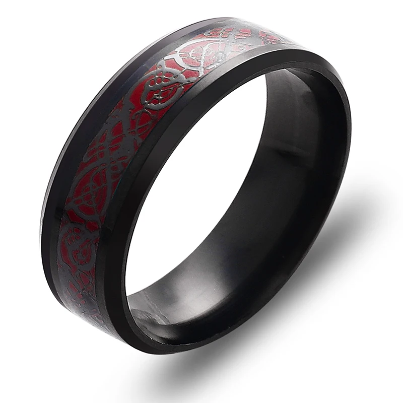 

8MM Stainless Steel Red Dragon Design men and Women Ring Europe and the United States new hot fashion ring wholesale