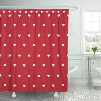 

Red Black Heart Pattern Celebration Color Day Feeling Shower Curtain Waterproof Polyester 72 x 72 Inches Set with Hooks