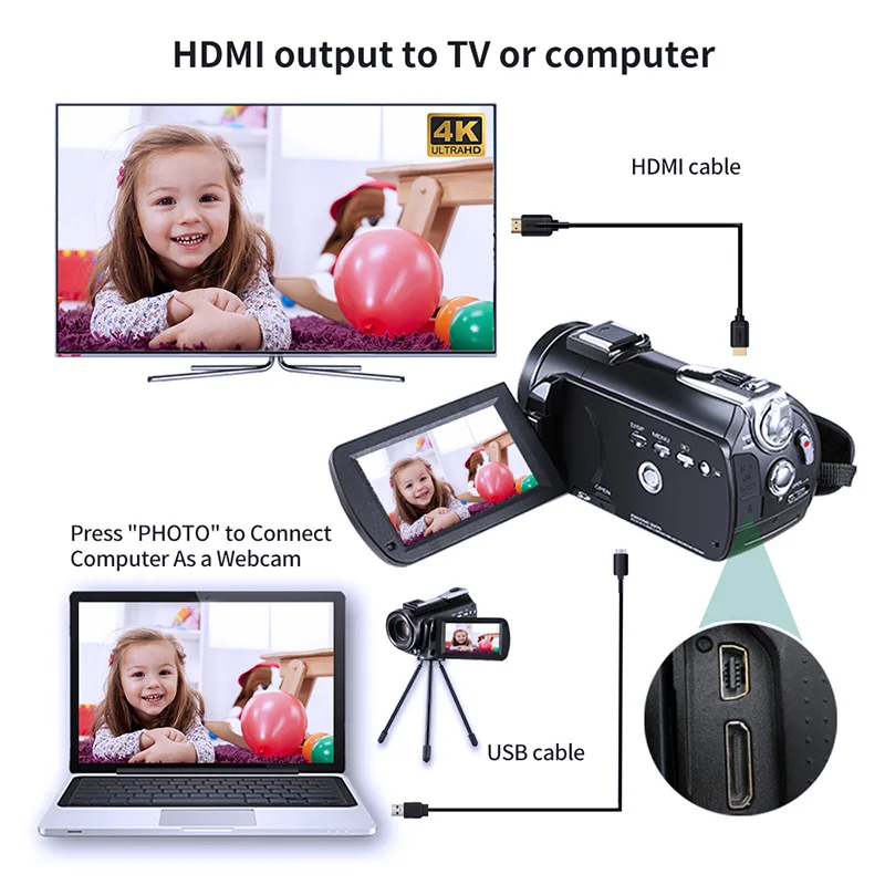 Ordro AC5 видео Камера видеокамеры 4K Профессиональный 12X оптическим зумом для YouTube Vlog