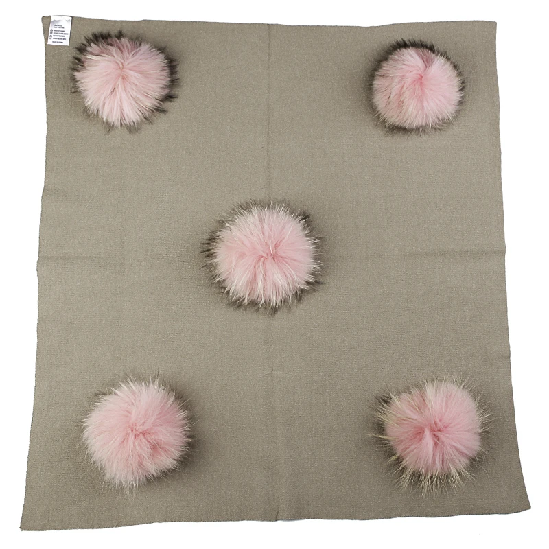 Geebro/теплое шерстяное Пеленальное Одеяло для новорожденных и детей постарше, одеяло для сна и путешествий с помпоном из натурального меха 15 см, постельные пеленки - Цвет: khaki pink