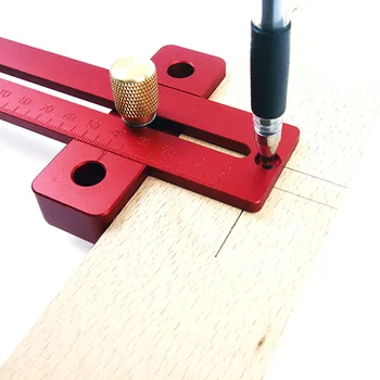 

170/270mm Aluminum Alloy Scale Measure Scribing Ruler Woodworking T-type Hole Ruler Marking Measuring Tools