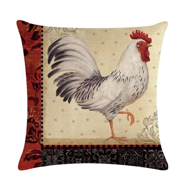 

2020 Hot Sale Home Textile Cross Stitch Finished Cock Series Linen Pillowcase Home Decoration 45*45cm Sofa Car Cushion Cover