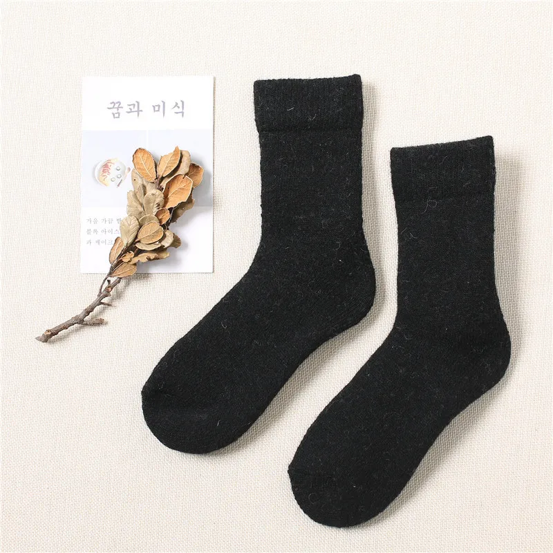 Jeseca мужские/женские зимние толстые теплые носки Harajuku винтажные уличные термо кашемировые шерстяные носки бесшовные теплые носки для сна - Цвет: Black