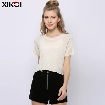 

XIKOI Summer Soft White T-Shirt For Women Casual Clothing Sexy Solid Tops Tee Short Sleeve O-neck Harajuku Female Ladies T-Shirt