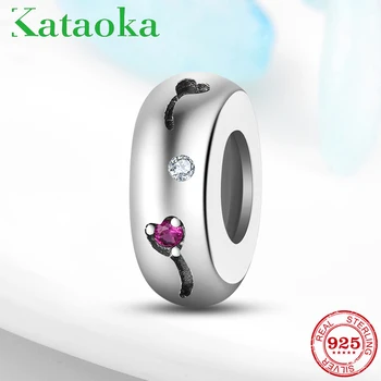 

High Quality Heart-shaped flowers Charms 925 Sterling Silver Beads pink CZ Fit Original European Bracelet Bangles Jewelry making