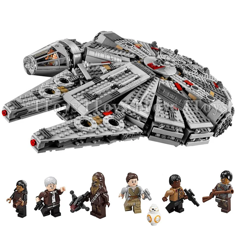 

In stock 1381 Pcs Compatible Legoinglys Star Wars Millennium 05007 Falcon Spacecraft Building Blocks Birthday Gift Toys