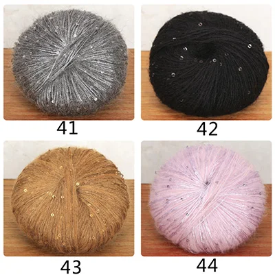 Meetee 5pcs(1pc=50g) Multicolor Beaded Sequins Mohair Wool Yarn Hand Kniting Yarn DIY Shawl Hat Hand-woven Wire Accessory YA010