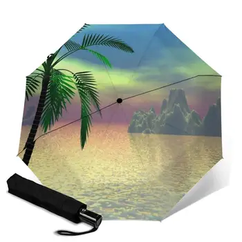 

Florida creative men's and women's automatic three fold umbrella rainy day colorful fashion umbrella
