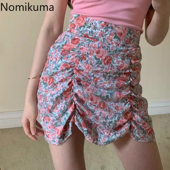 

Nomikuma 2020 Summer New Arrival High Waist Skirt Floral Printed Korean Vintage Mini Skirts Female Retro Casual Faldas 3a943