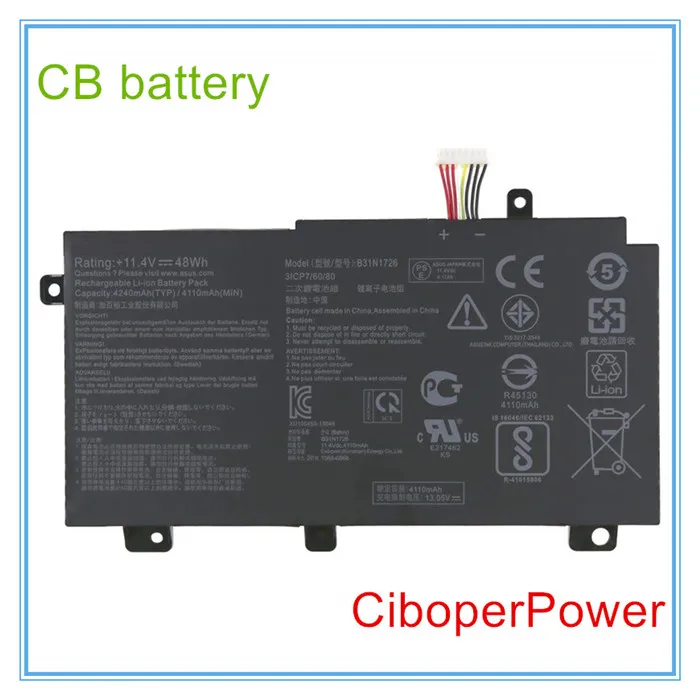 Оригинальное качество B31N1726 Аккумулятор для FX504 FX504GD FX505 FX505GE FX80 FX80GE B31BN91 |