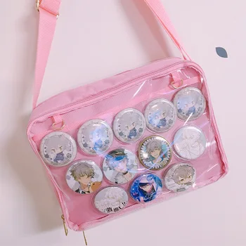 

Japanese new ita bag diagonal across one-shoulder canvas Handbag messenger girl sage college wind animation cos pink bag itabag