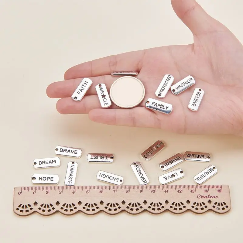 120 шт вдохновляющие слова Подвески для DIY Браслеты Ожерелья, серебро