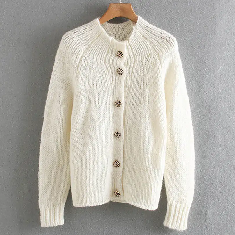 Sweater Arvinxia ZA/новые модные вязаные женские свитера с круглым вырезом; элегантная верхняя одежда; женские свитера; пикантные однобортные свободные женские кардиганы - Цвет: Sweater
