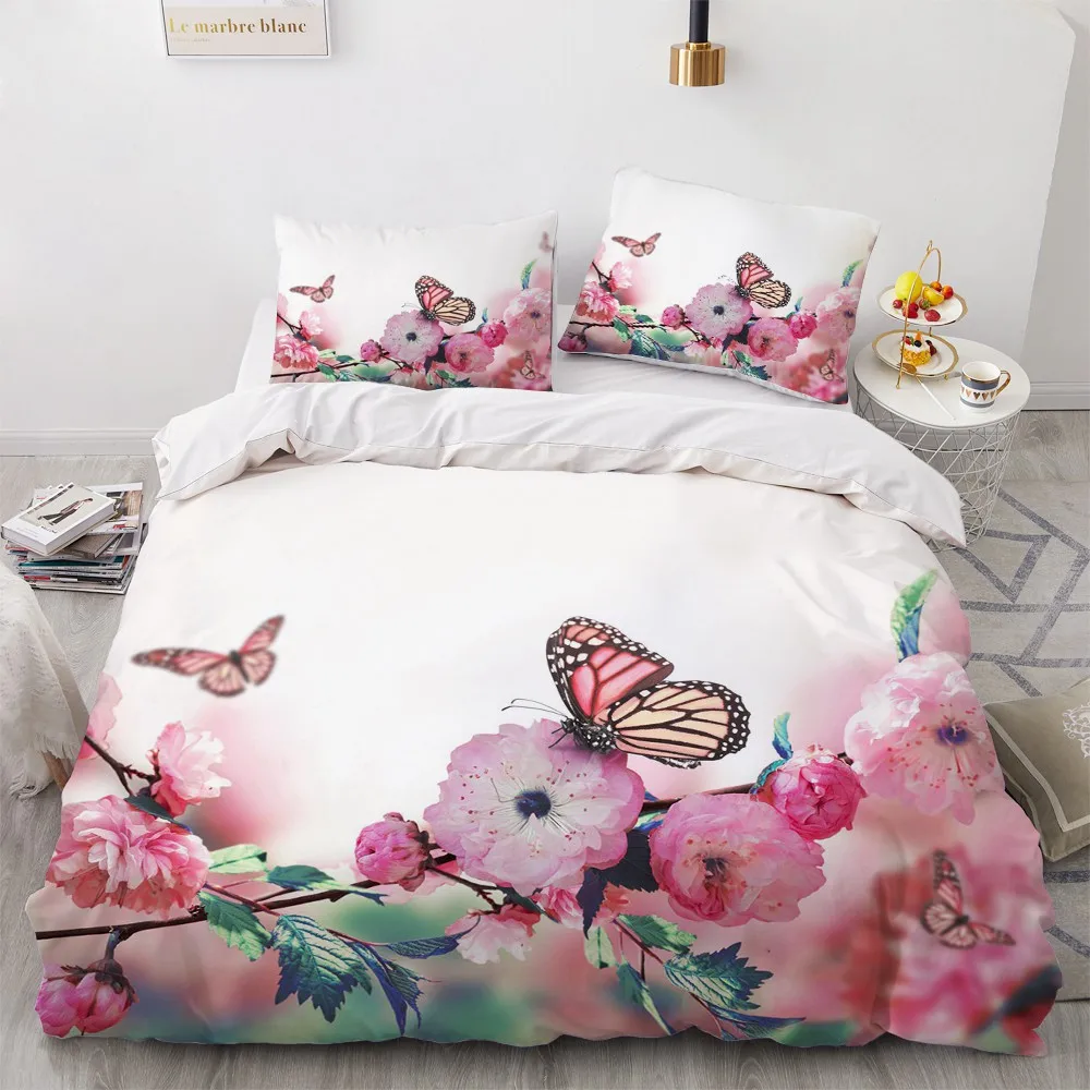 Simple Bedding Sets 3D Plant Flower Duvet Quilt Cover Set Comforter Bed Linen Pillowcase King Queen Full Double Home Texitle|Комплекты