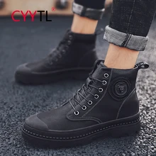 

CYYTL Fashion Men's Shoes Leather Ankle Waterproof Boots Casual Male Frosted Upper Outdoor Walking Safety Work Botas Masculina