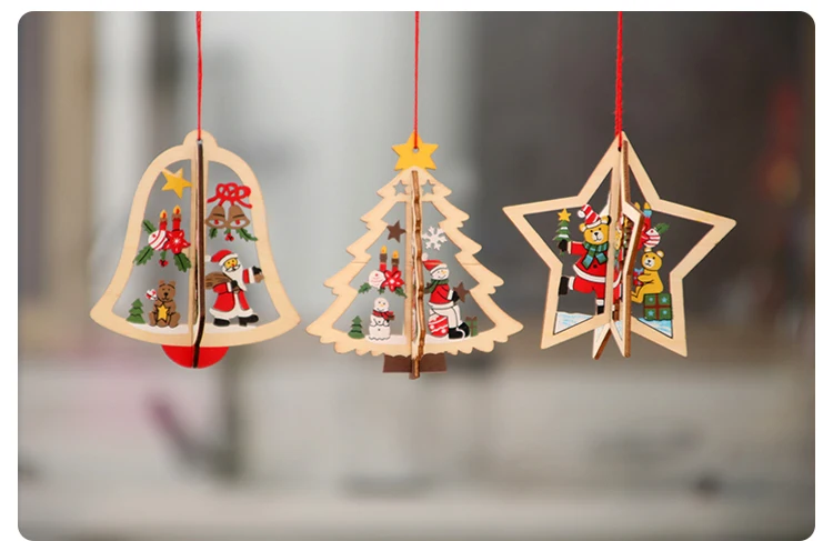 Рождественское украшение для дома Санта Calsue Снеговик колокольчик звезда деревянные украшения Рождественская елка Декор подвесная подвеска Navidad