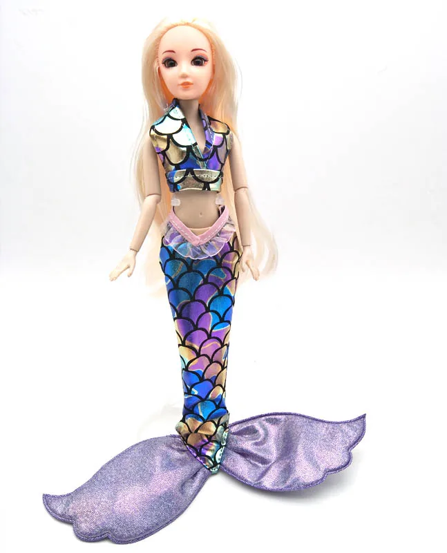 Handmade Dolls Party Dress Gown Skirt Fashion Clothes For Barbie Doll Genuine Mermaid Tail Dress Baby Toy 8