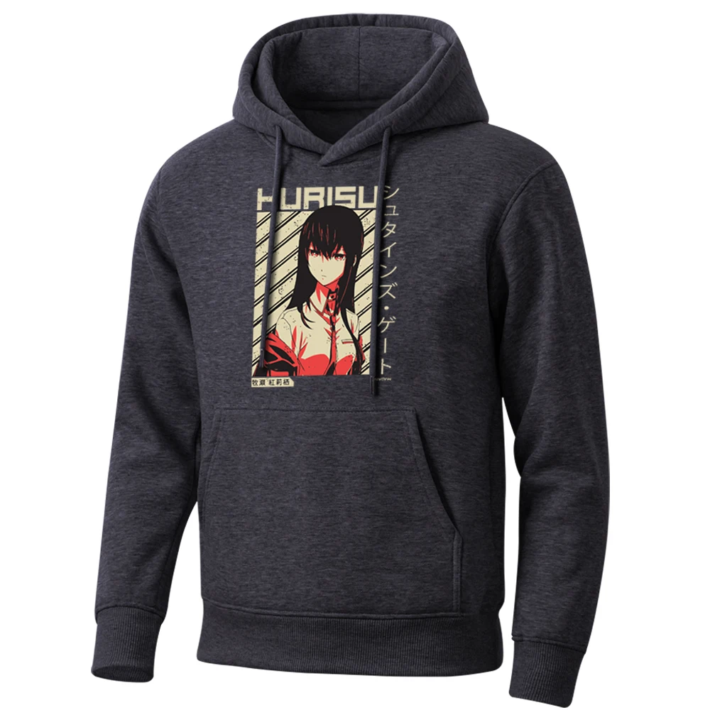 Мужская толстовка с капюшоном Steins Gate Makise Kurisu в японском стиле Харадзюку на весну