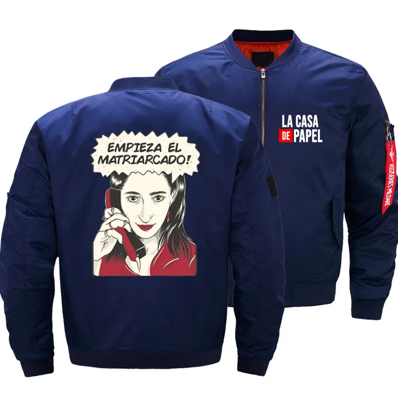 Kaban mont erkek US Size La Casa De Papel Money Heist House Of Paper Men Jackets Pilot Air Force Army Military Motorcycle | Мужская