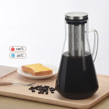 

1600ml Capacity Coffee Pot Stainless Steel Flter Screen High Borosilicate Glass Cold Extract Ice Brewed Office Home Coffee Maker