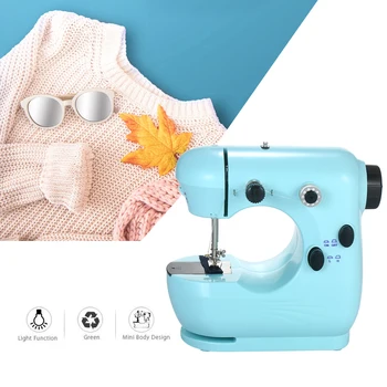 

Mini Sewing Machine Electric Micro-Sewing Machin eAdjustable 2-Speed Double Thread w/ Lights and Cutter Foot Pedal for Beginner