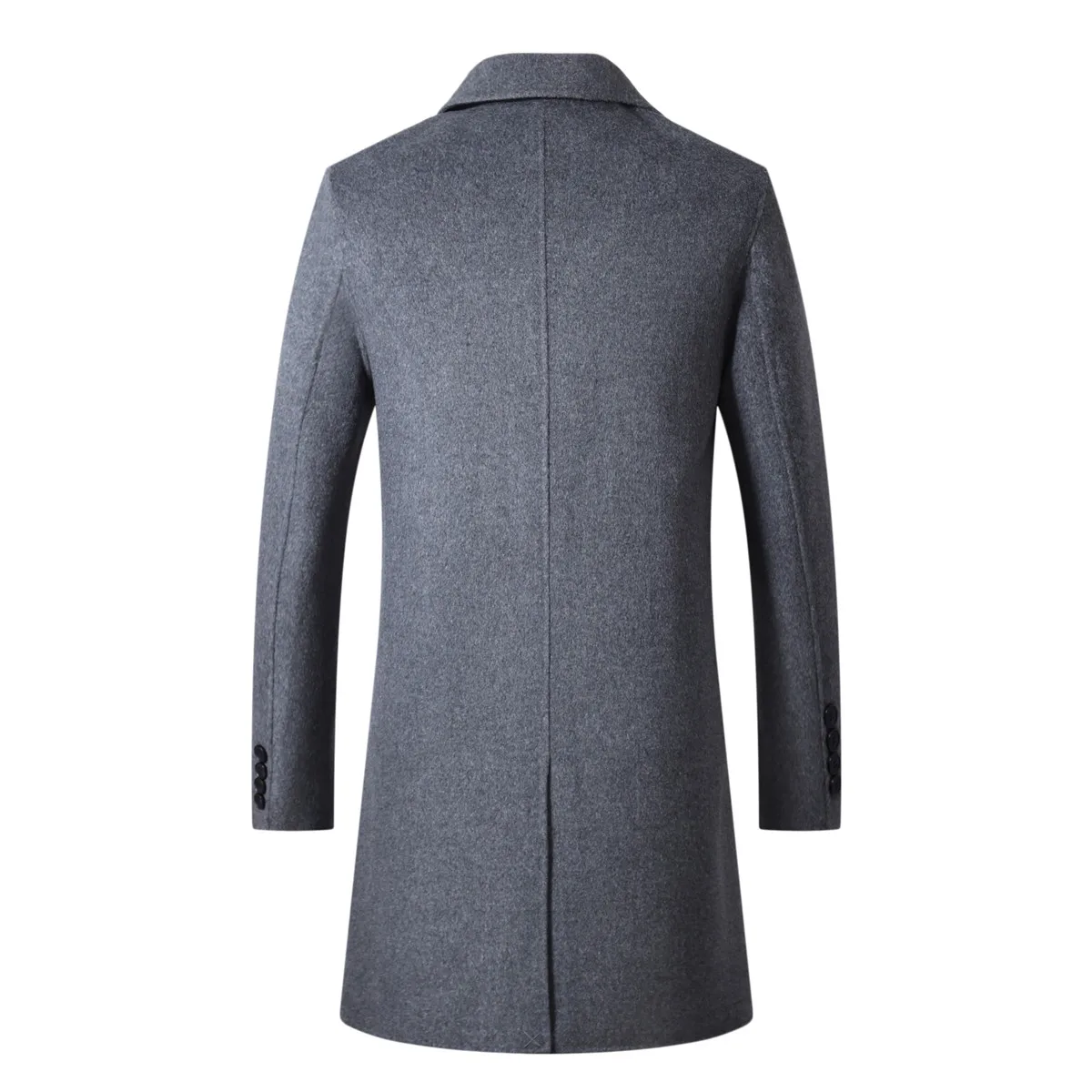 Shanghai Story Men's Lapel Collar 4 Buttons Slim Fit Long Wool Double-Faced Coat Jacket