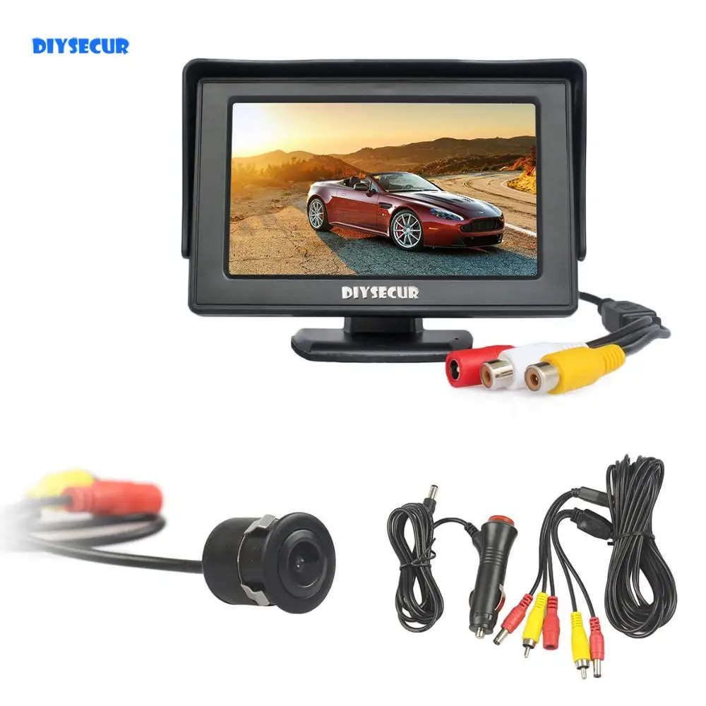 

Цветной TFT ЖК-монитор DIYSECUR 4,3 дюйма с HD камерой заднего вида, парковочная система, бесплатный видеокабель