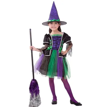 

Halloween costume for kids witch Costume Girl fancy dress Hat Children Fantasia Carnival Party child Cosplay dress