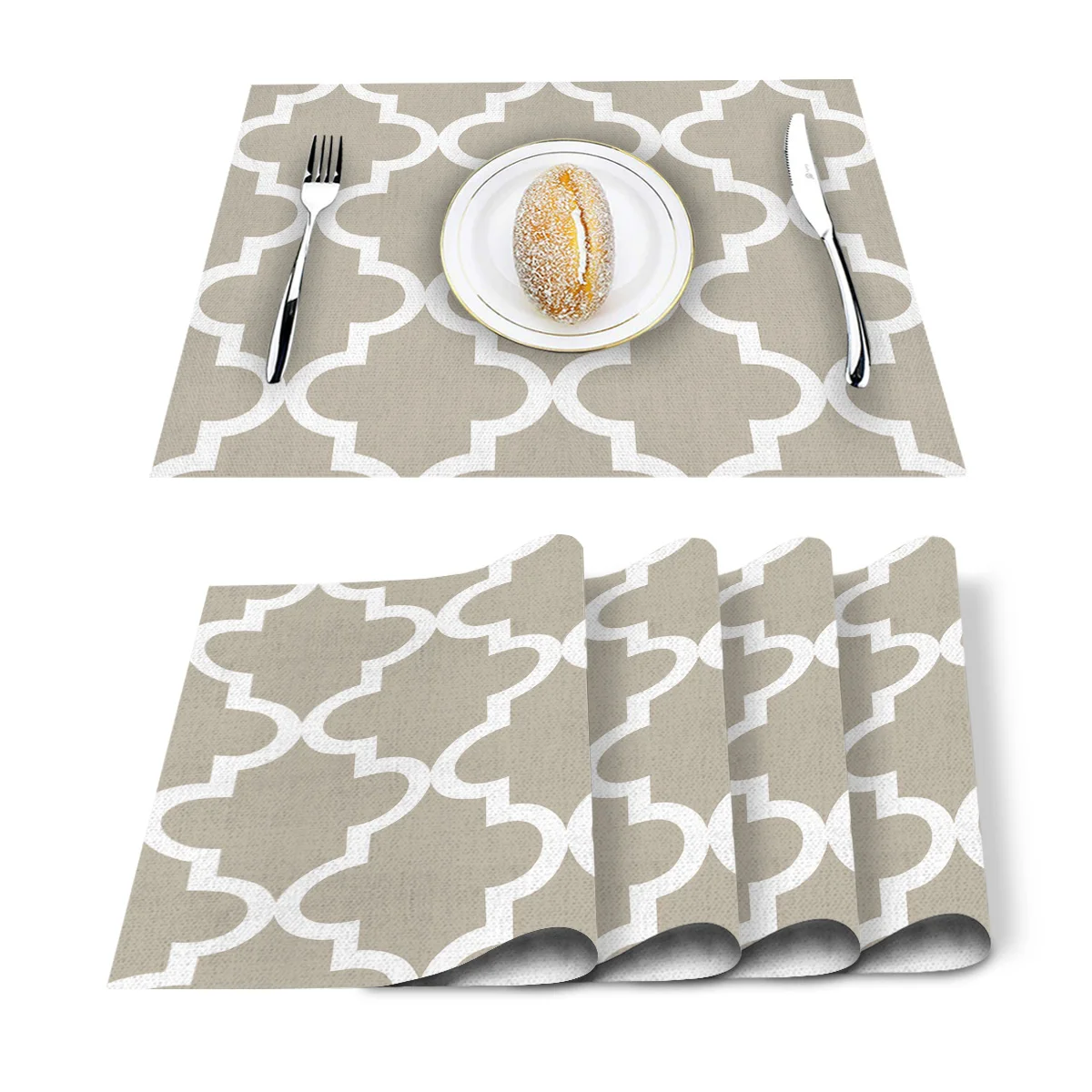 Геометрическая решетка призматическая Марокканская серая салфетка моющаяся