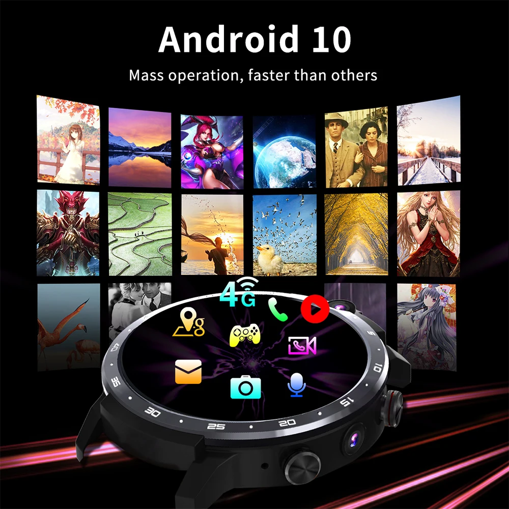 LEMFO LEM12 PRO Smart Watch Android 10 MT6762 CPU 4G 64GB LTE 4G Wireless Projection 900mAh Power Bank Face ID Dual Cameras Men