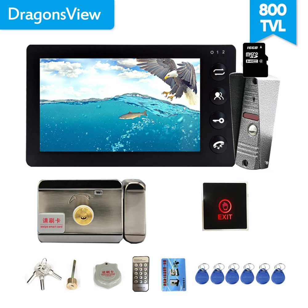 Видеодомофон Dragonsview устройство для записи видео экран 7 дюймов SD карта 16 Гб