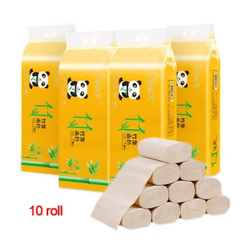 

10pcs/bag 4ply Bamboo Pulp Toilet Tissue Hollow Replacement Roll Paper Clean Prevent Bacteria Cleaning Toilet New Arrival