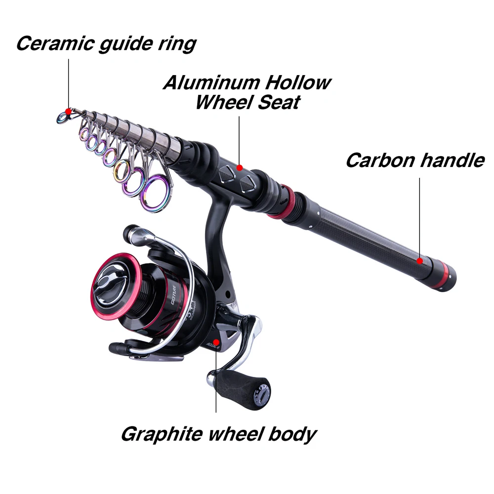 Goture AQUILA Metal Fishing Reel Rod Combo 1.8-3.6M Telescopic Carbon Rod with 2000-4000 Spinning Fishing Reel Vara De Pesca Goture AQUILA Metal Fishing Reel Rod Combo 1.8-3.6M Telescopic Carbon Rod with 2000-4000 Spinning Fishing Reel Vara De Pesca
