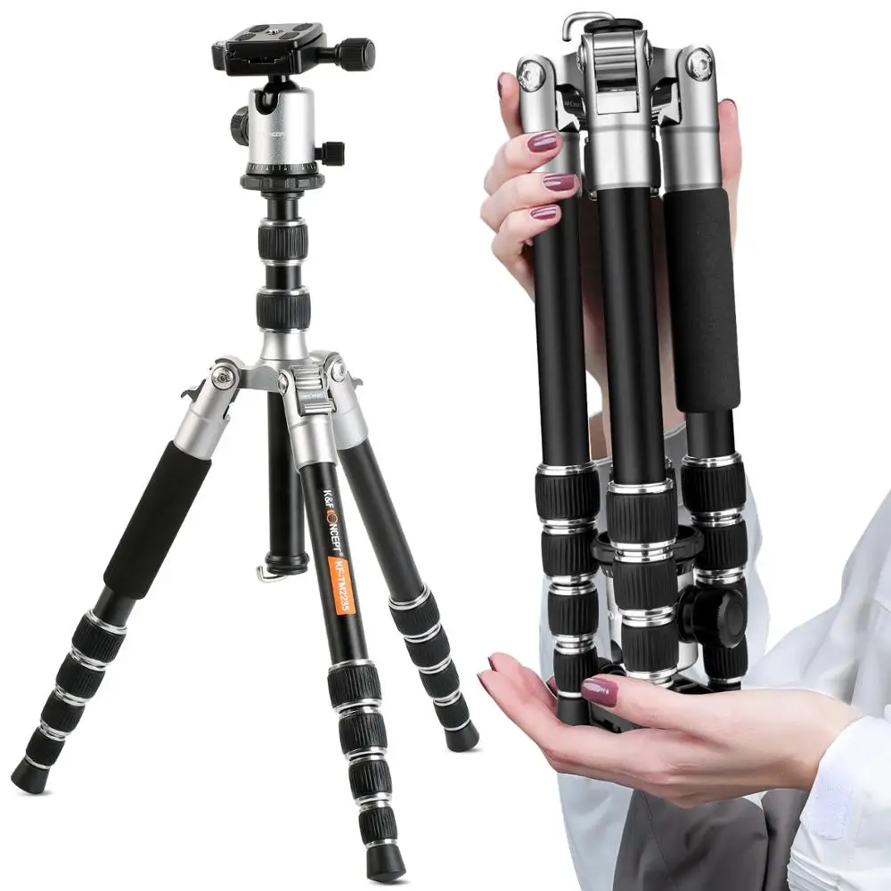 

K&F Concept TM2235 Alloy Tripod For Camera Photography/ Video With Ball Head Pocket Tripod For Digital Cameras/ Camcorders