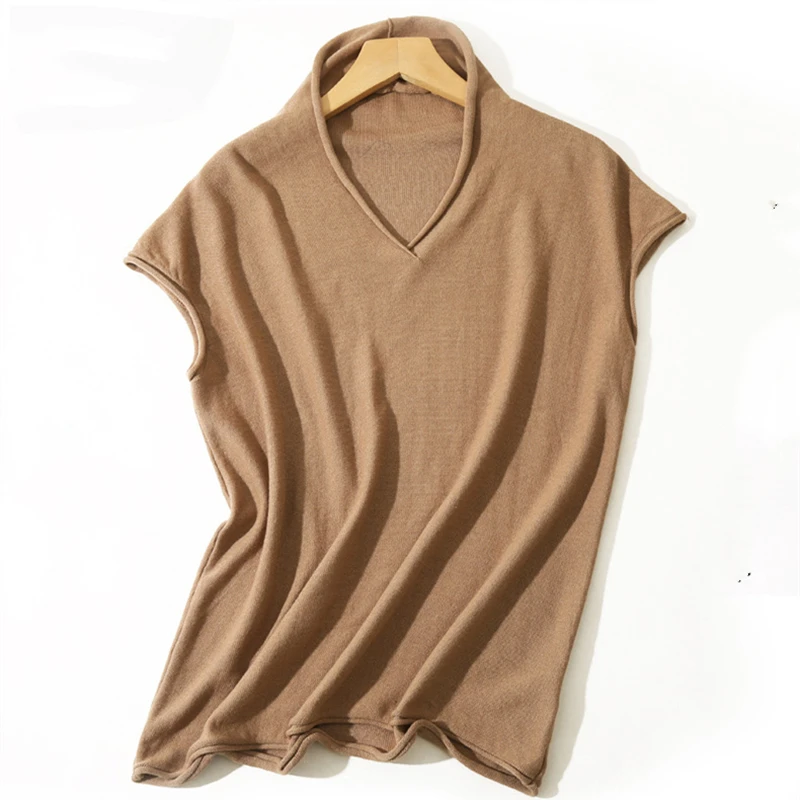 

V Neck T shirts For Women Summer 2020 Elegant Tops Simple Solid Color Short Sleeve Tshirt Plus Size Tees For Woman Comfy Cotton
