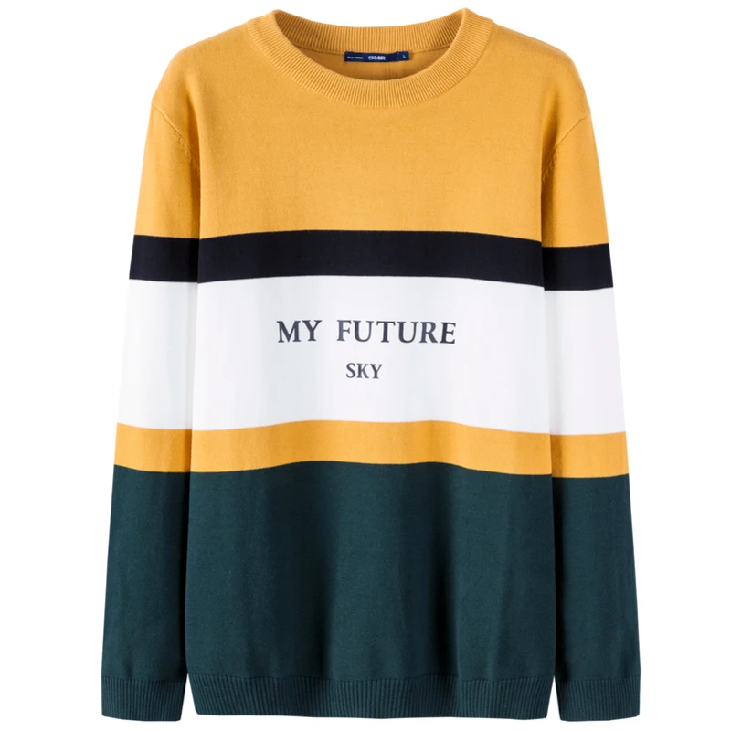 Yellow-white Semir свитер мужской осенне-зимний, теплый, полосатый свитер персонализированный свитер с принтом Корейская версия джемпер - Цвет: Yellow-white