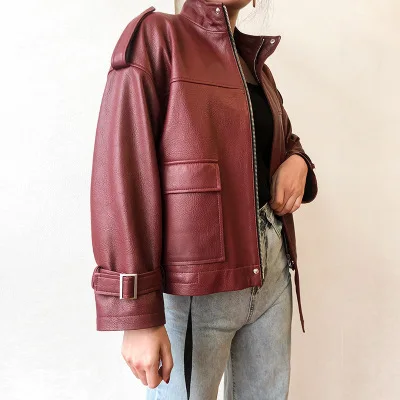 

2020 Women Spring Genuine Real Sheep Leather Jacket W22