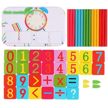 

Early Education Of Wooden Magnetic Building Block Clock Number Stick Multi-function Wooden Arithmetic Learning Box For Children