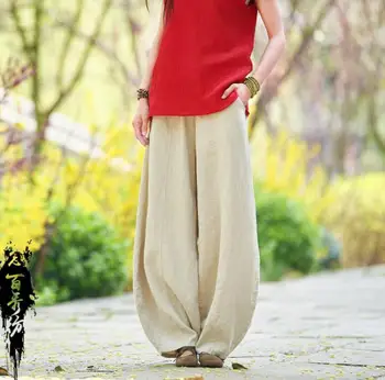 

Spring and summer cotton and linen women's new washed wild pants trousers jeans k9026-1-7