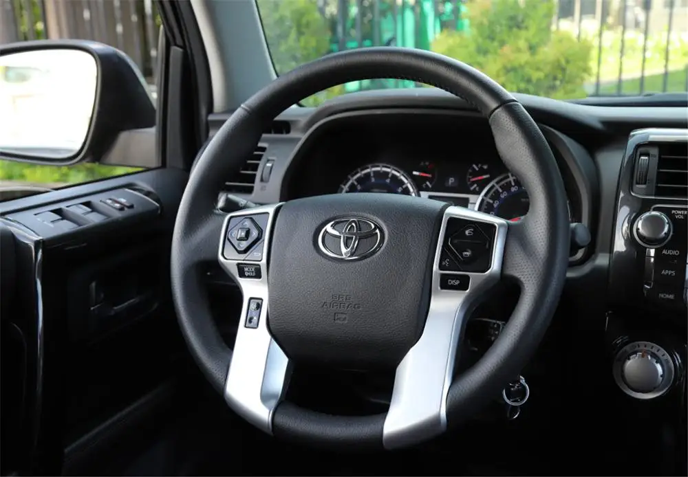 Рулевого колеса автомобиля декоративные наклейки крышка для Toyota 4runner 2010 вверх аксессуары для интерьера литье под давлением красный/серебристый